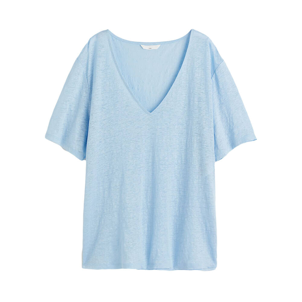 

Футболка H&M Linen Jersey, голубой, Синий