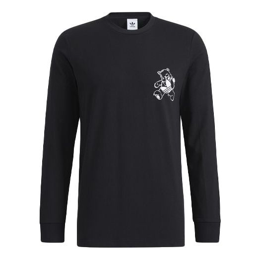 Футболка Adidas originals Bear Printing Sports Round Neck Long Sleeves Black, Черный