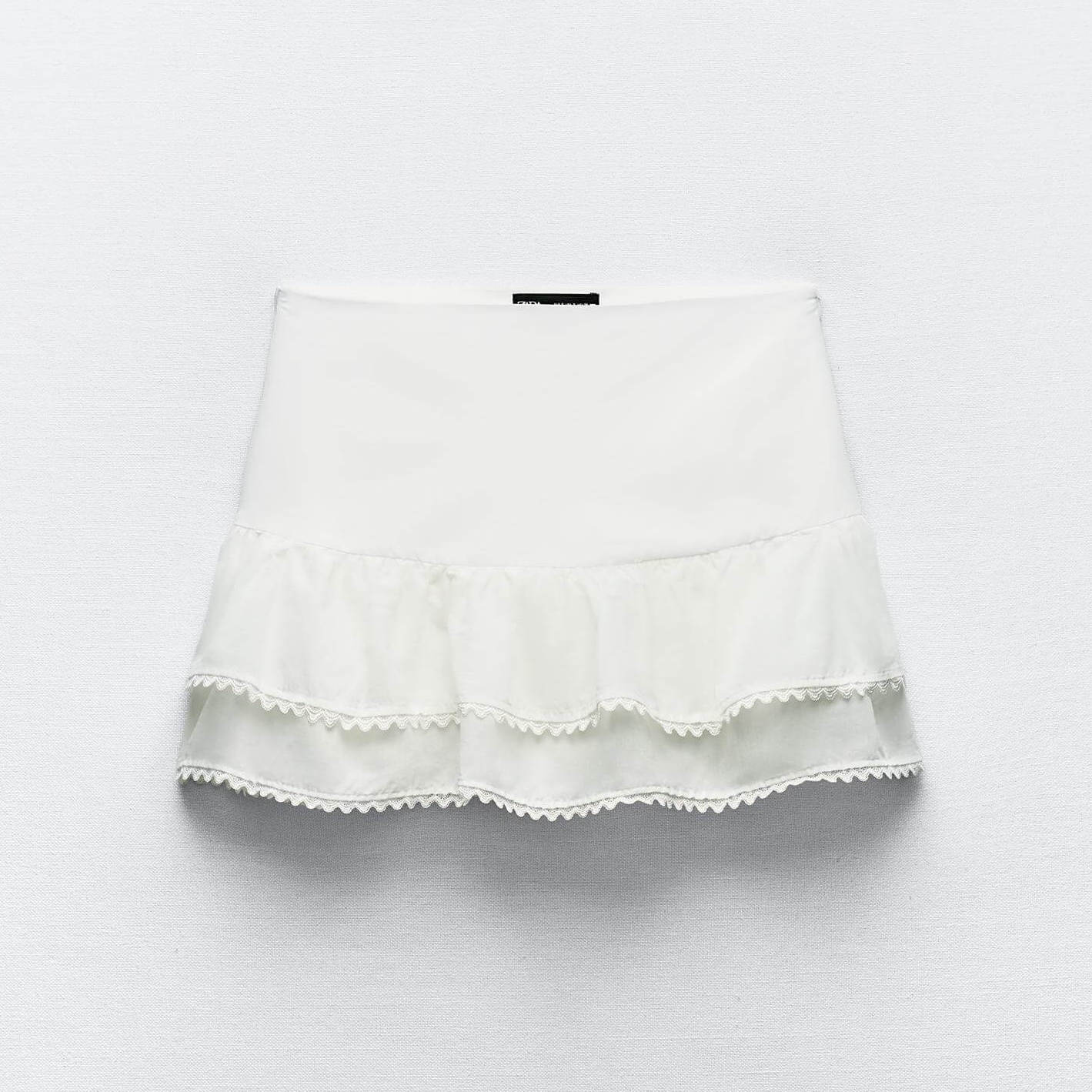 Юбка-мини Zara Frilled, белый юбка мини zara knit белый