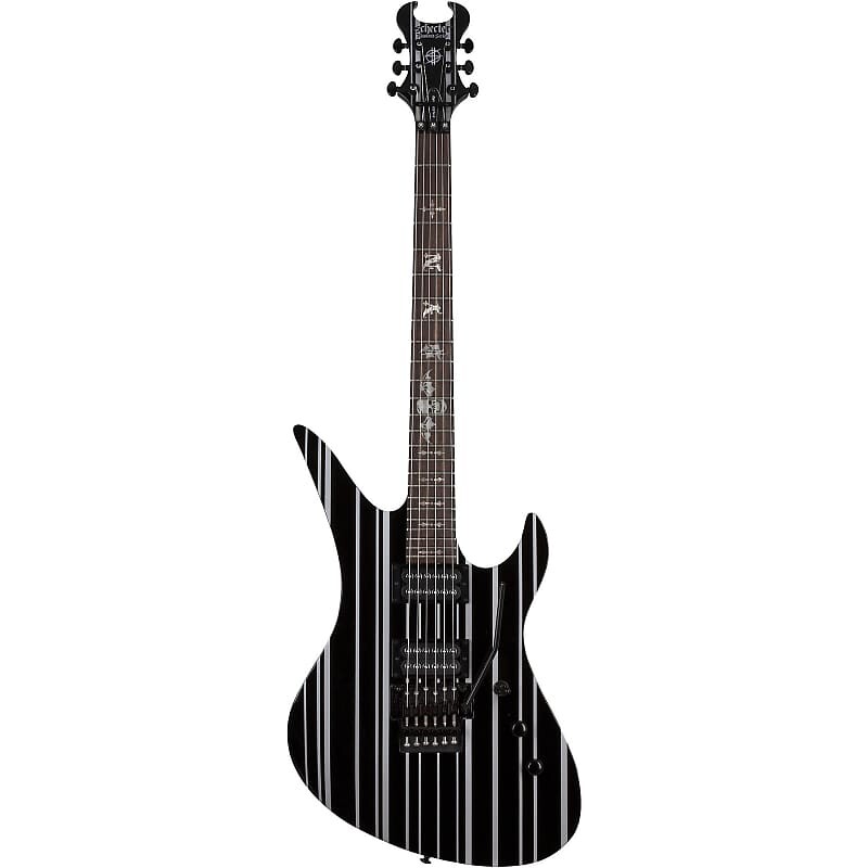 

Schecter 1739 Synyster Standard Gloss Black с серебристыми полосками Synyster Gates Standard