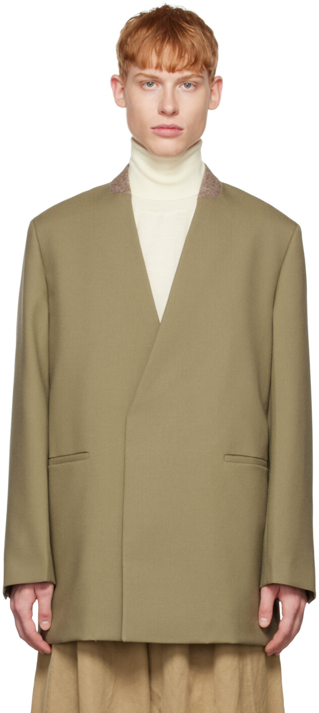 

Блейзер цвета хаки с отложным воротником Jil Sander