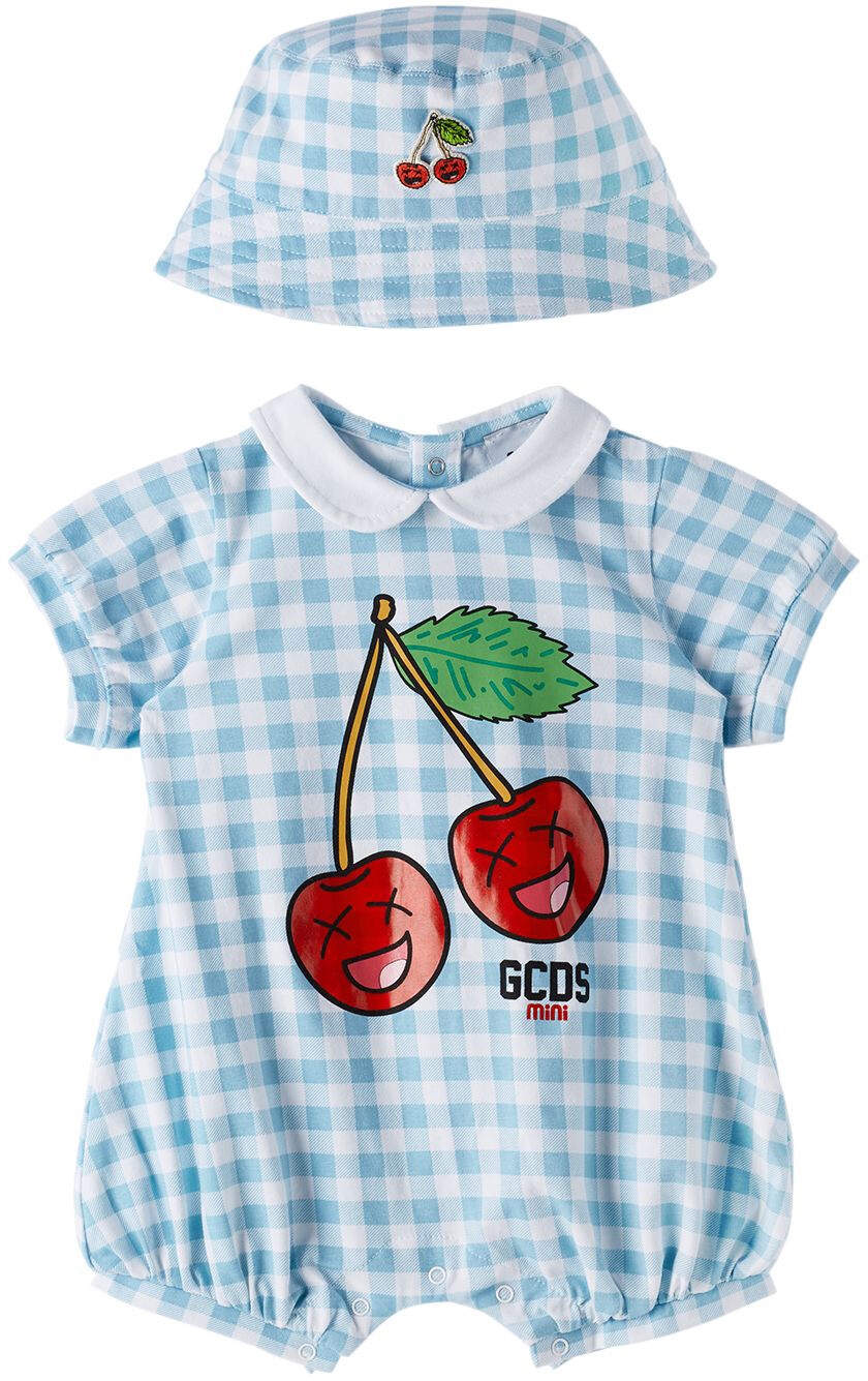 

Набор Baby White & Blue Cherry Vichy Motif GCDS Kids