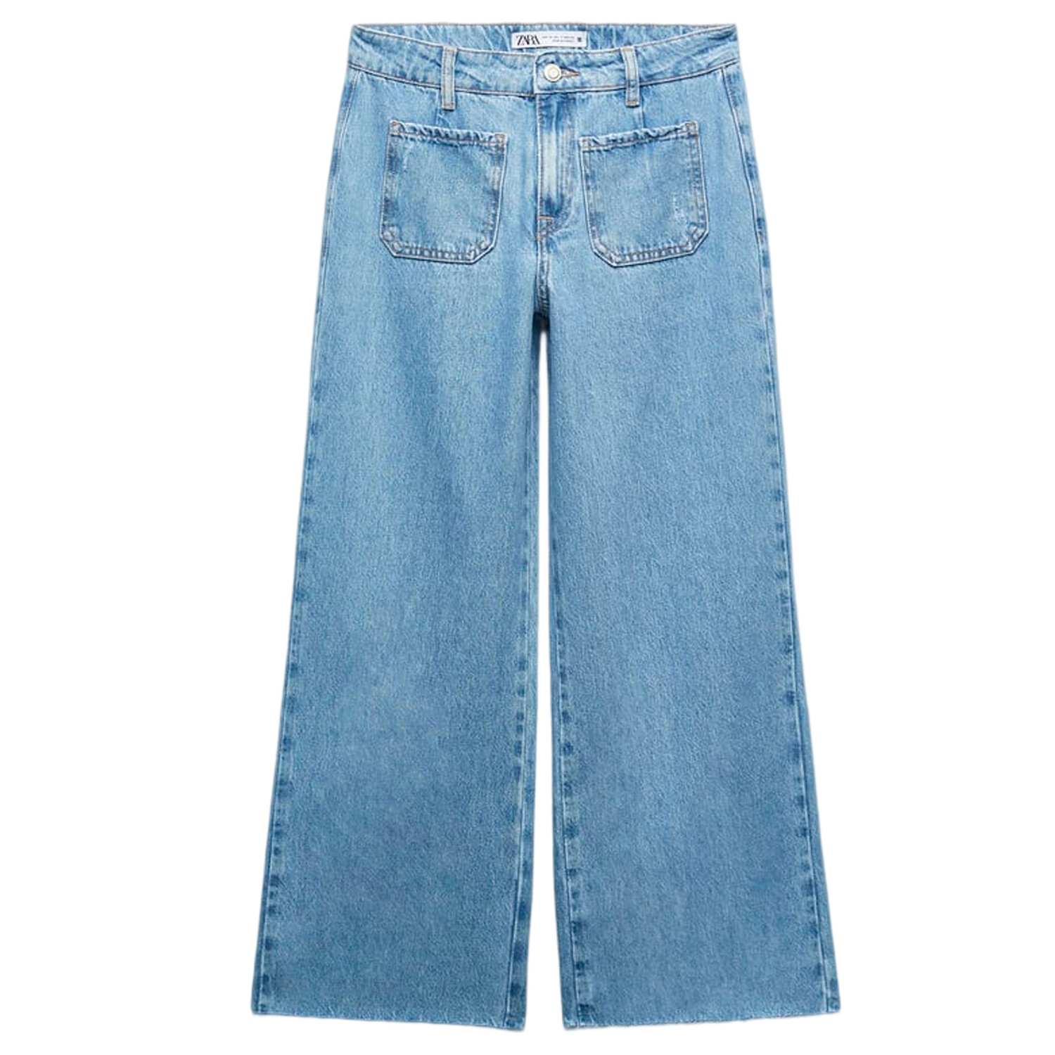 

Джинсы женские с высокой посадкой Zara Z1975 Wide-leg Cropped, синий