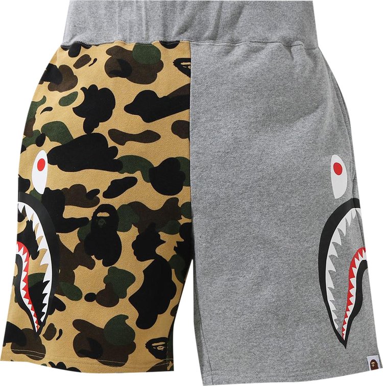 Шорты BAPE 1st Camo Half Side Shark Sweat Shorts 'Yellow', желтый - фото