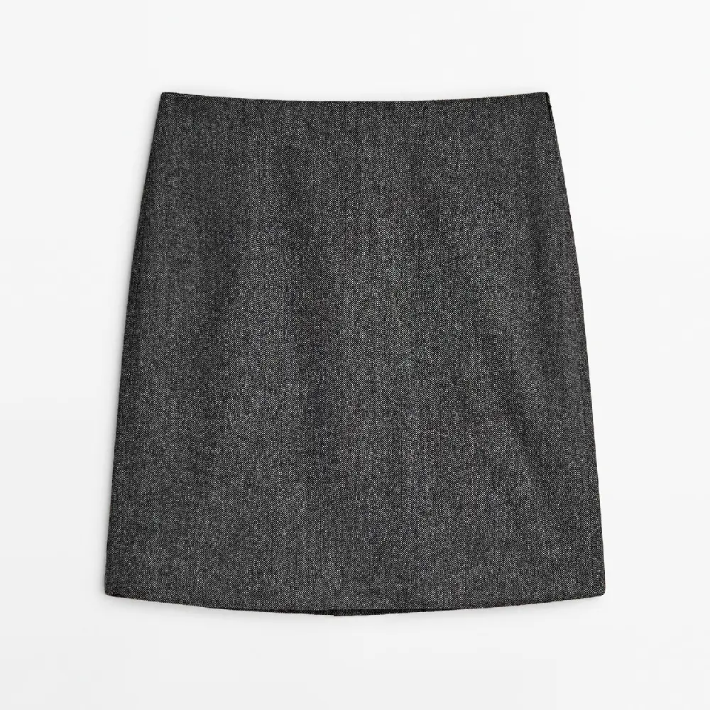 

Юбка Massimo Dutti Wool Blend Herringbone Short, серый