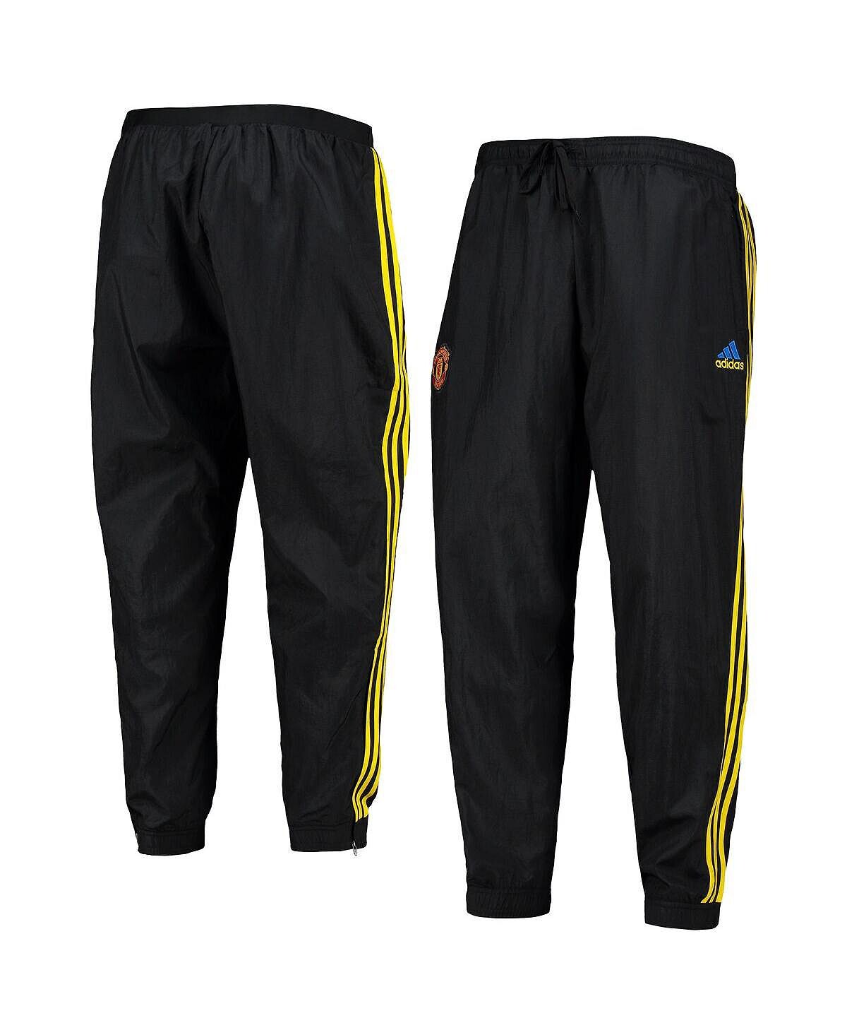 

Мужские черные тканые брюки manchester united icons adidas, черный