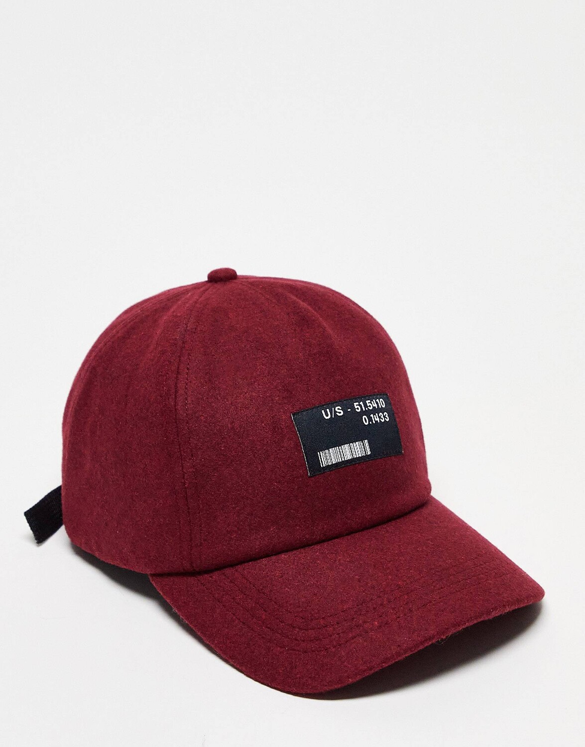 

Бордовая мягкая бейсболка с нашивкой из смесовой шерсти ASOS DESIGN