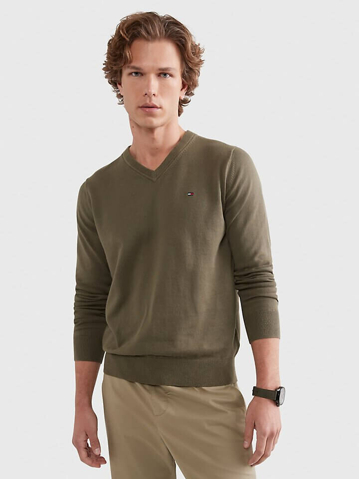 

Свитер Tommy Hilfiger Essential V-Neck, зеленый