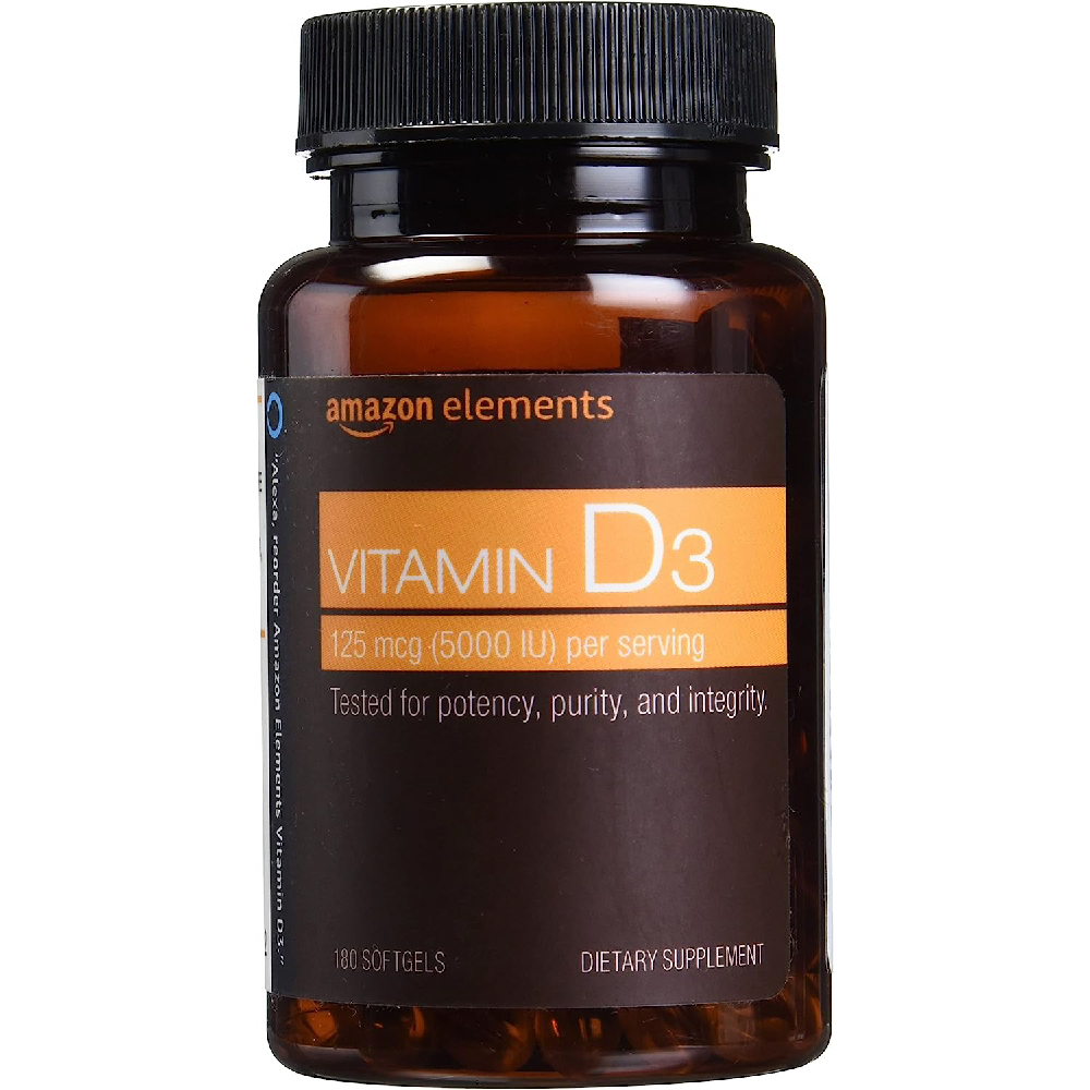 Витамин D3 Amazon Elements 5000 МЕ, 180 мягких таблеток