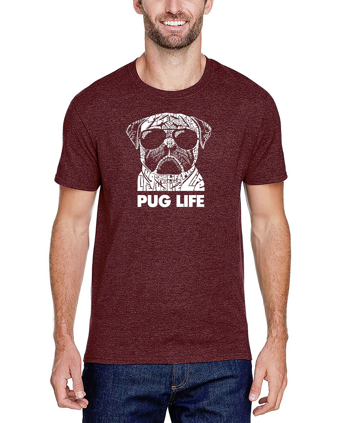Мужская футболка premium blend word art pug life LA Pop Art