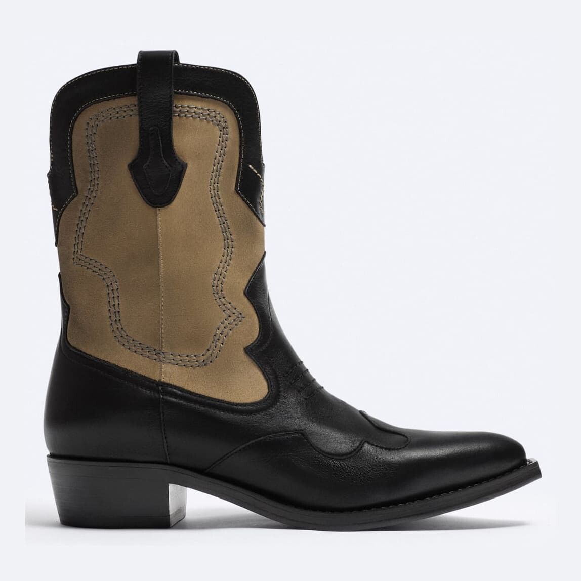 

Сапоги Zara Leather Cowboy, черный/бежевый