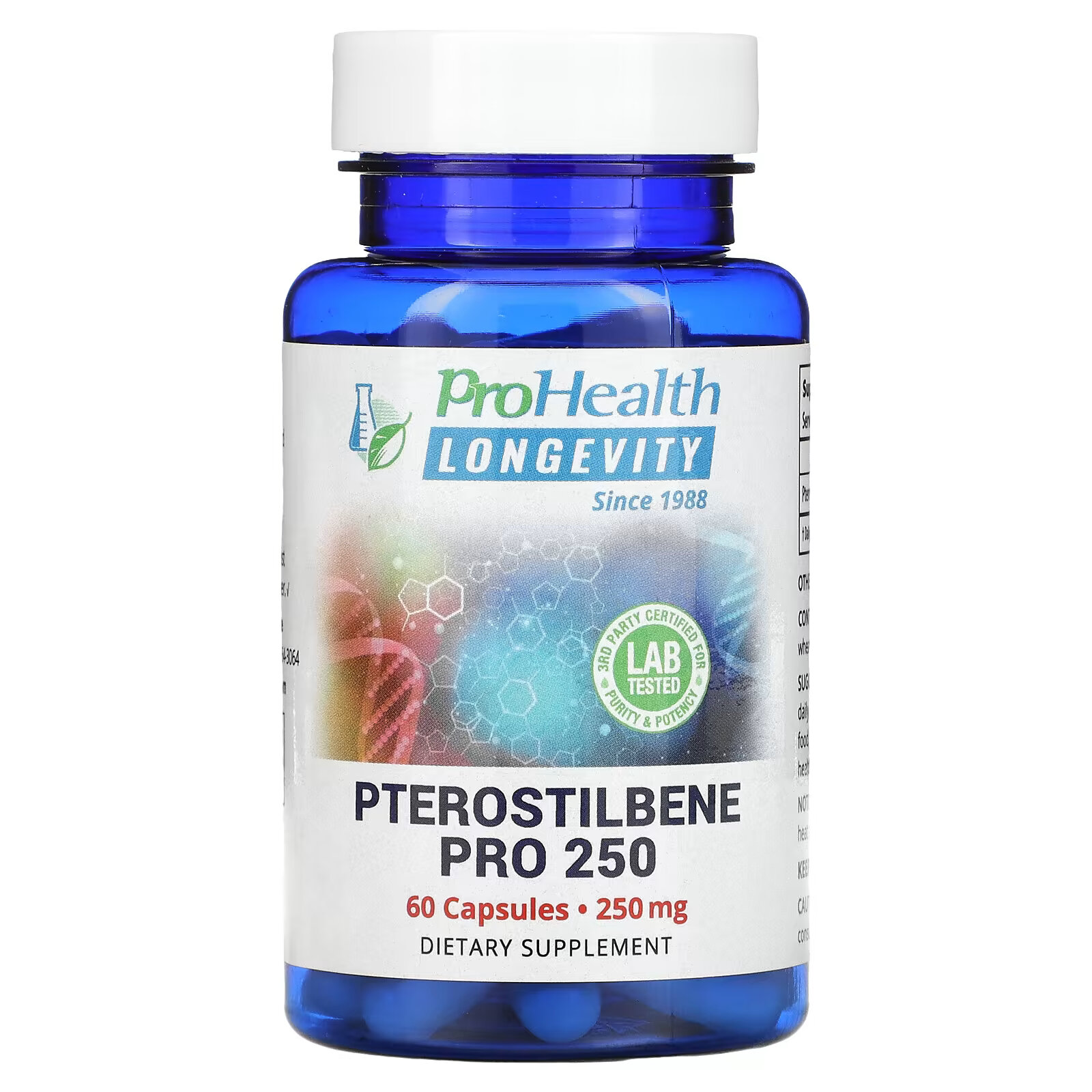 ProHealth Longevity, Птеростильбен про 250, 250 мг, 60 капсул берберин prohealth longevity 1200 мг 60 капсул