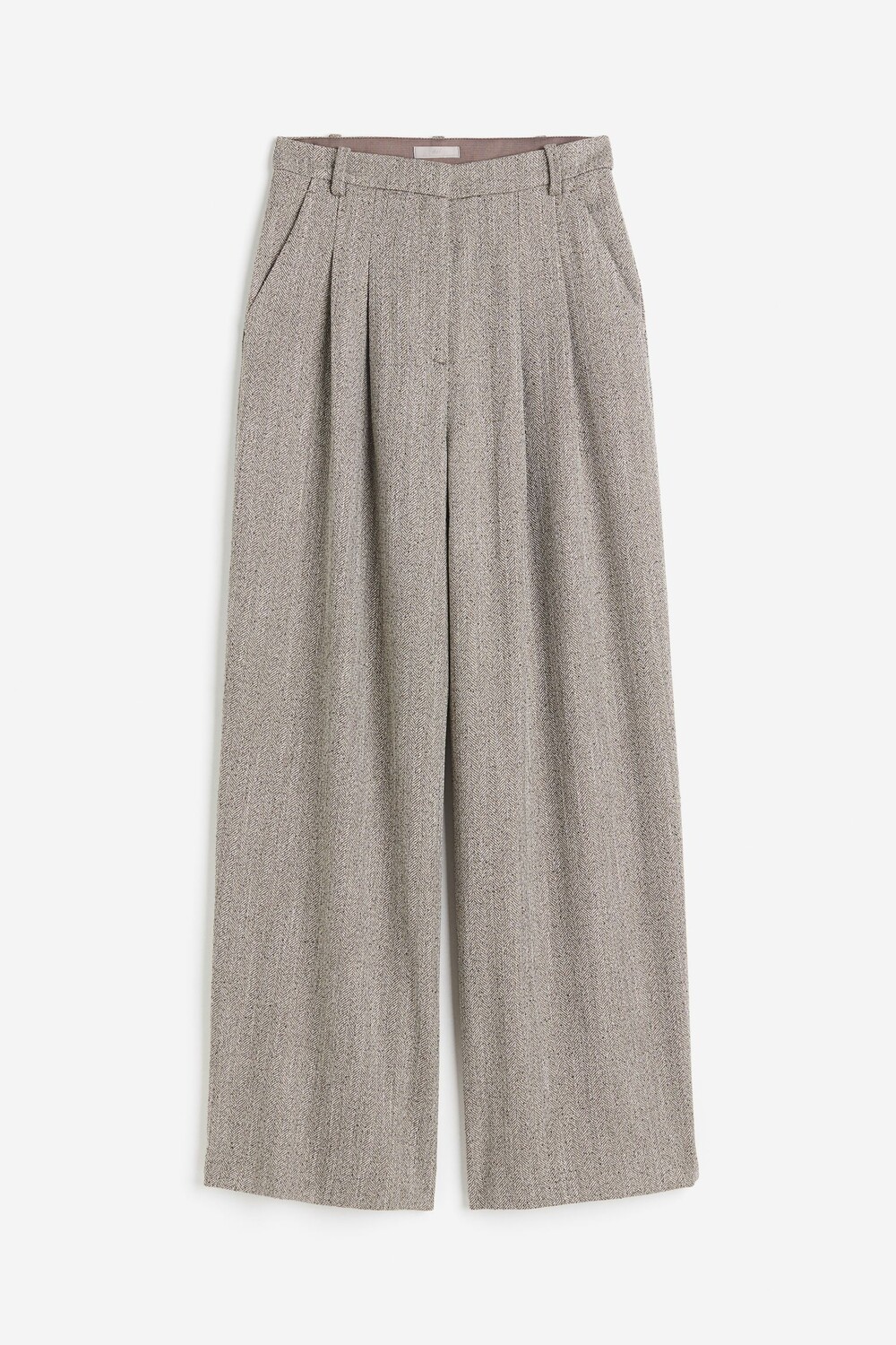 Брюки H&M Wide-leg, серо-бежевый