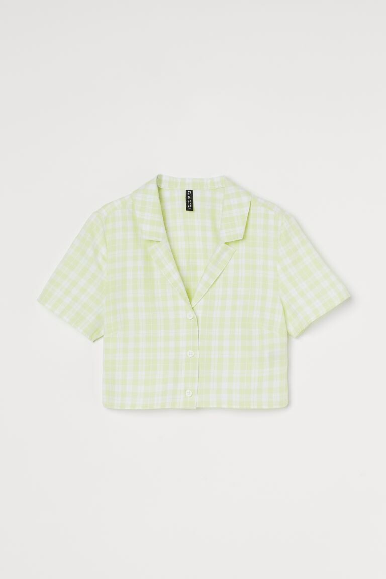 

Короткая рубашка H&M, светло-зеленый/белая клетка