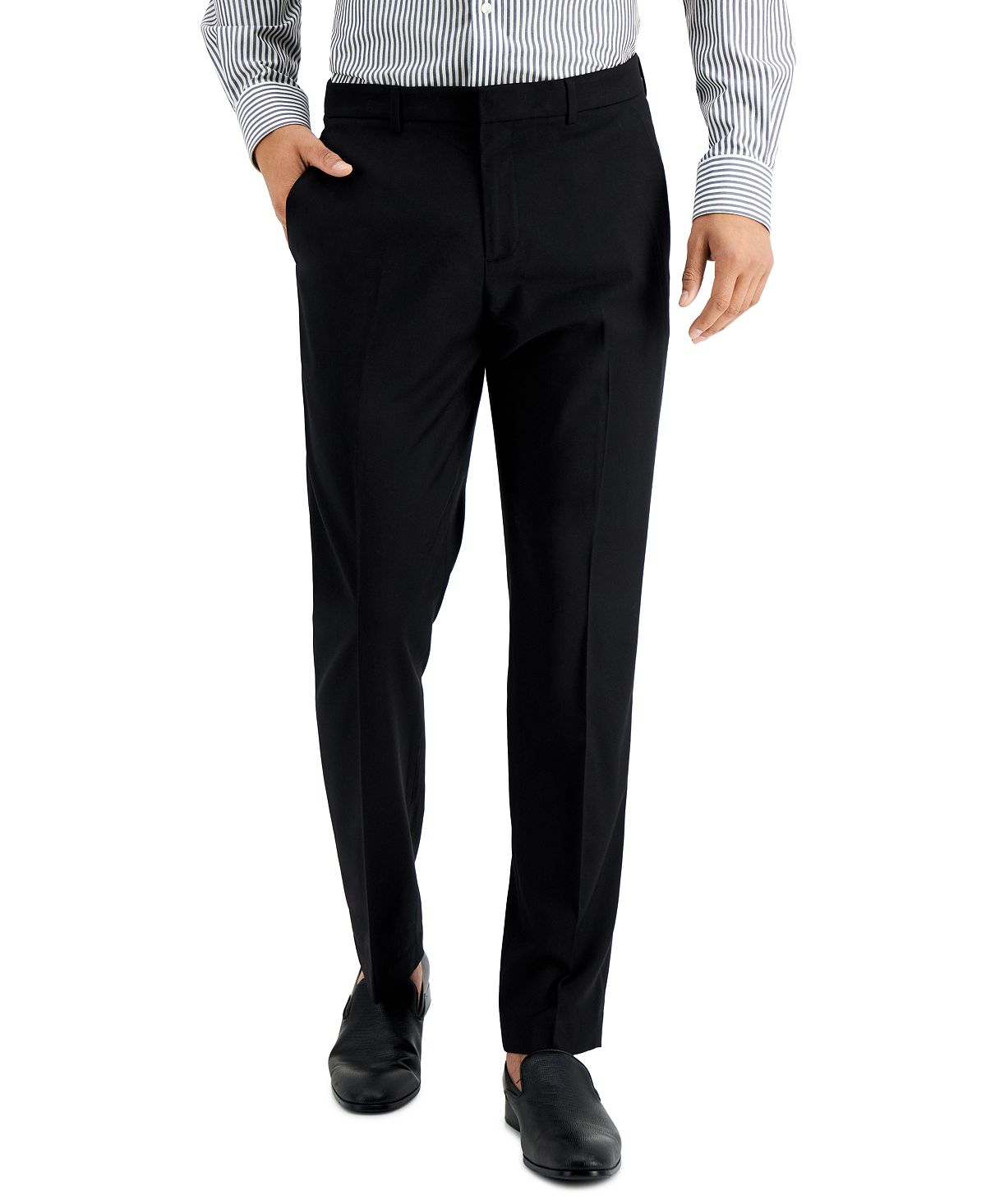 оставайтесь на работе от touson Мужские классические брюки slim fit non-iron performance stretch из меланжевой ткани Perry Ellis Portfolio, черный