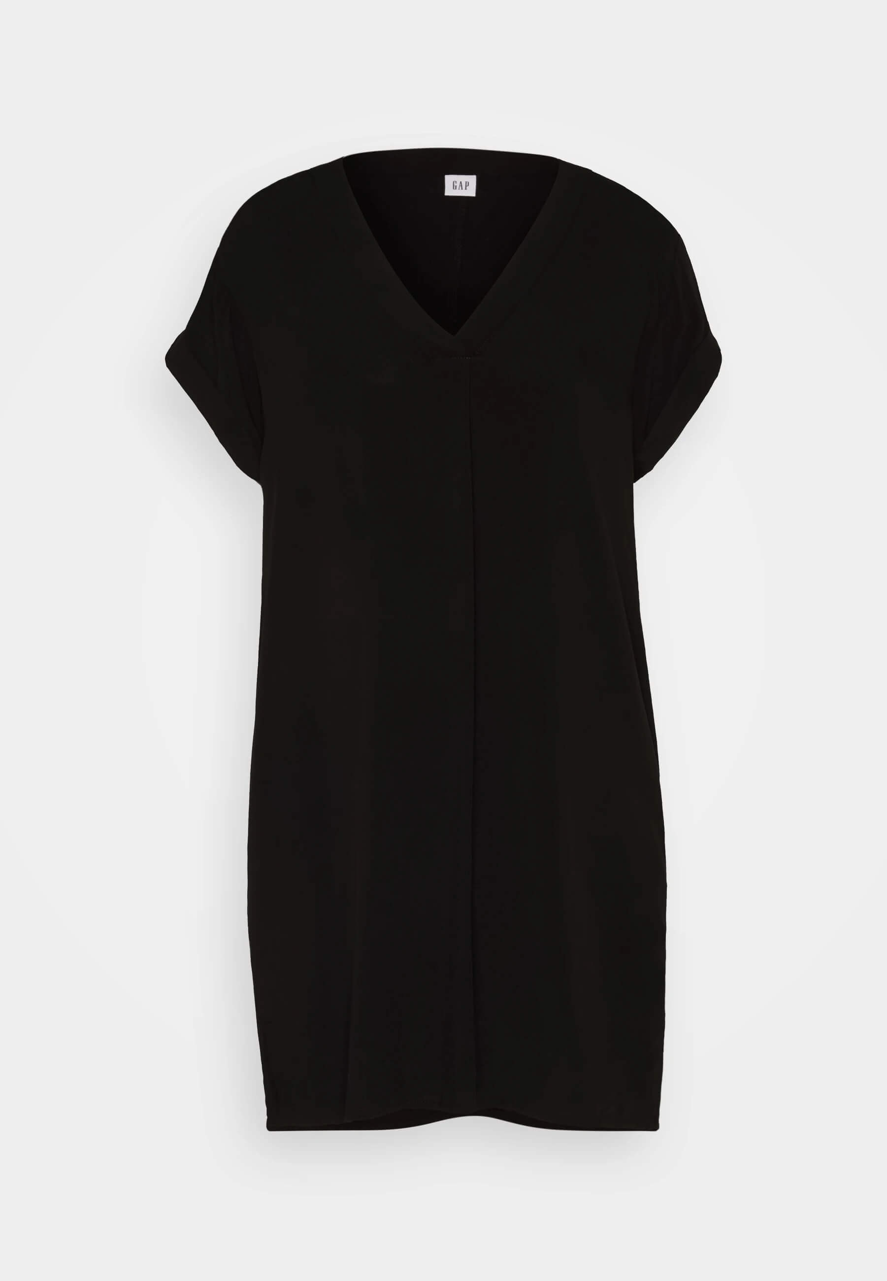 Платье Gap Summer, черный летнее платье в радужную полоску с коротким рукавом и v образным вырезом