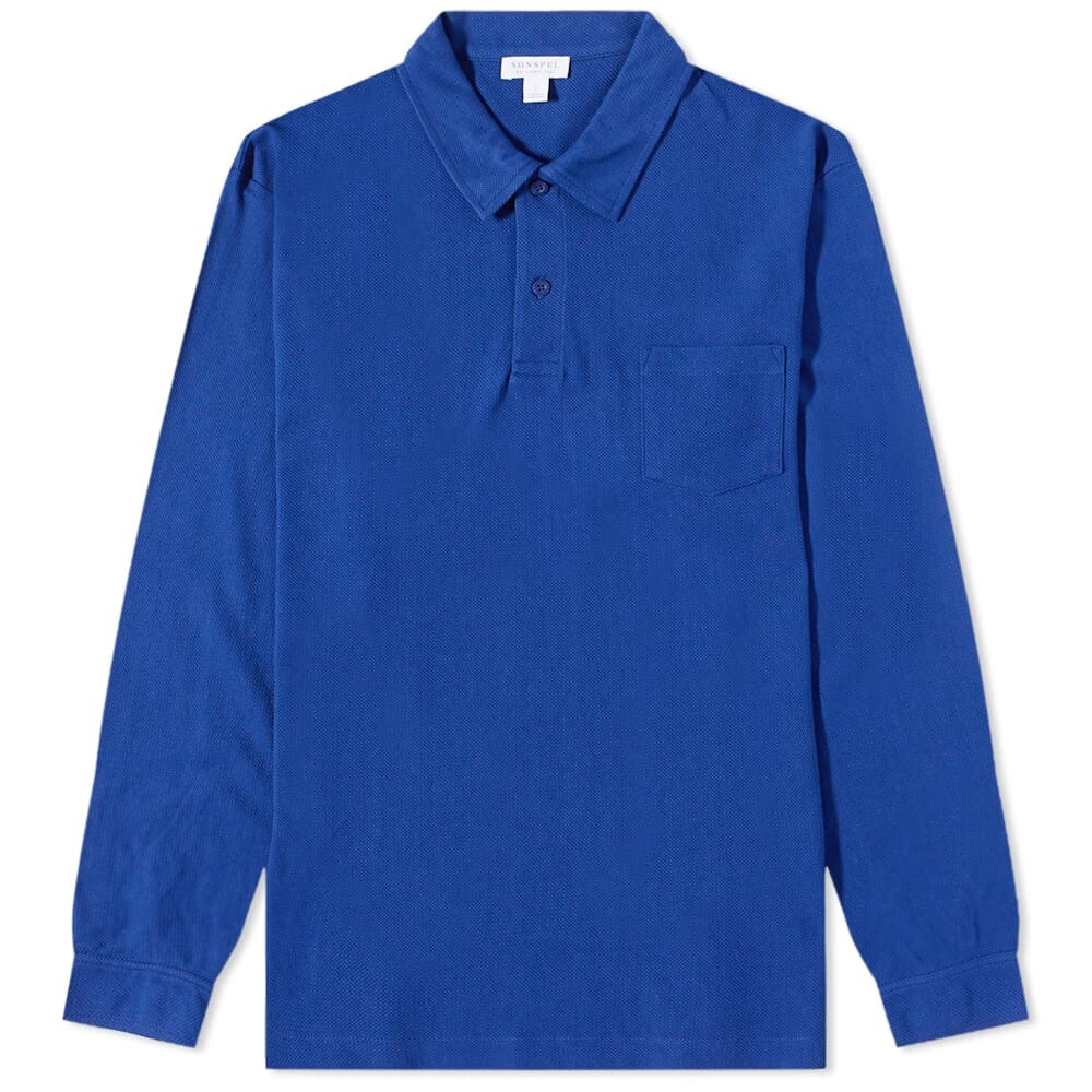 

Футболка Sunspel Long Sleeve Riviera Polo, Синий