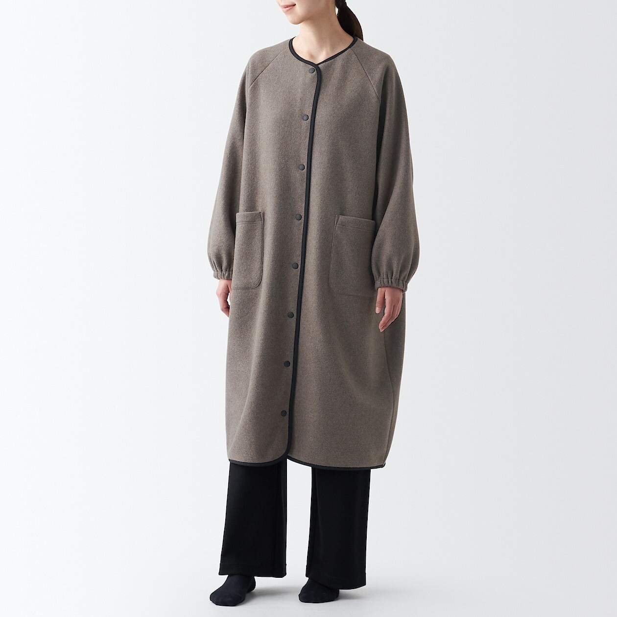 

Длинный кардиган из гладкого флиса MUJI, темно коричневый
