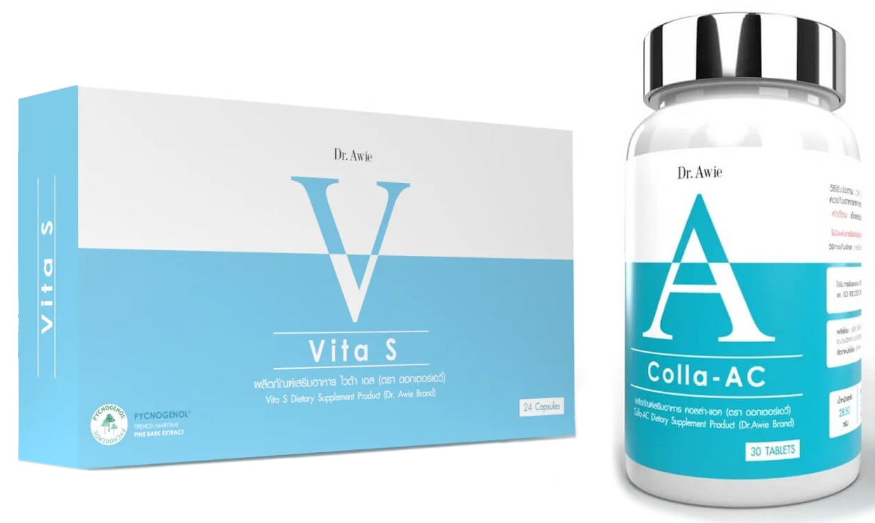 Набор пищевых добавок для кожи Dr.Awie Colla Ac + Vita S, 30 таблеток + 24 капсулы
