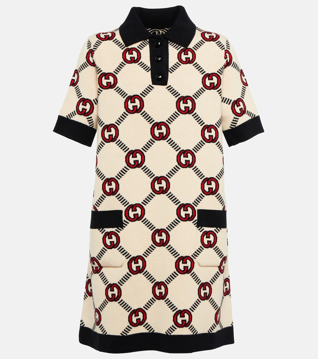 

Двустороннее шерстяное мини-платье Interlocking G GUCCI, разноцветный