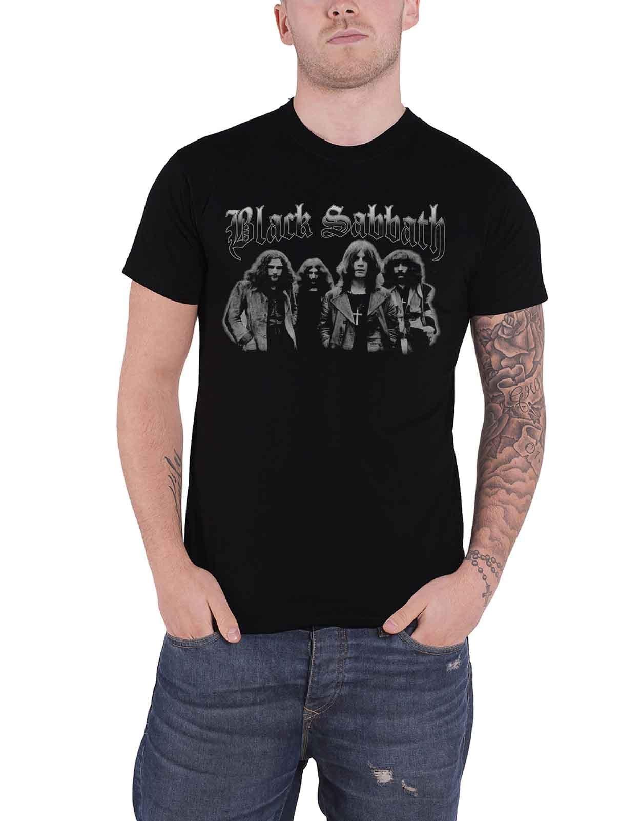 Серая футболка с групповым снимком Black Sabbath, черный