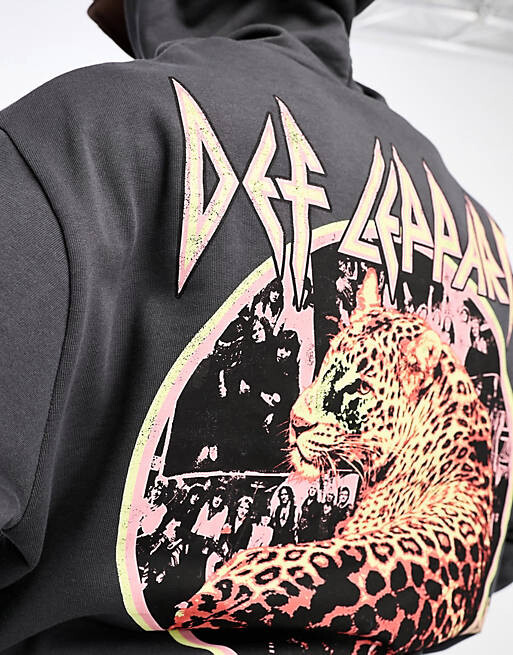 

Темно-серая толстовка унисекс с принтом Def Leppard на спине ASOS DESIGN, Серый