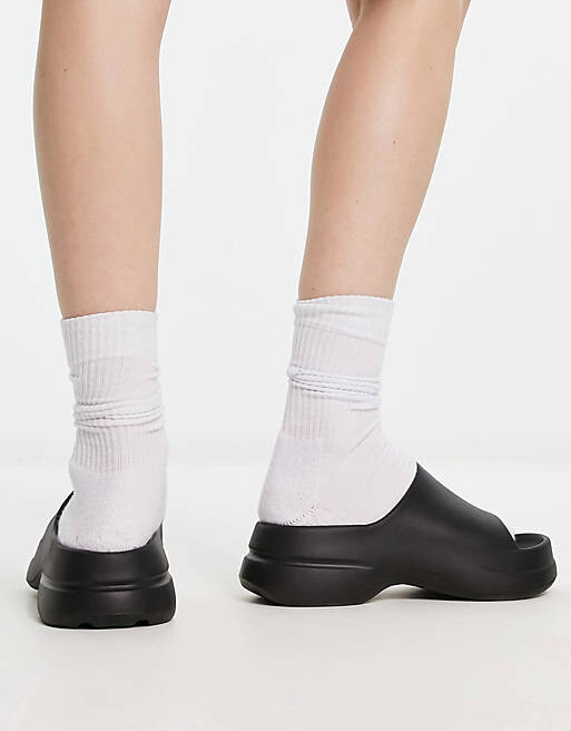

Черные шлепанцы на платформе в рамке ASOS DESIGN