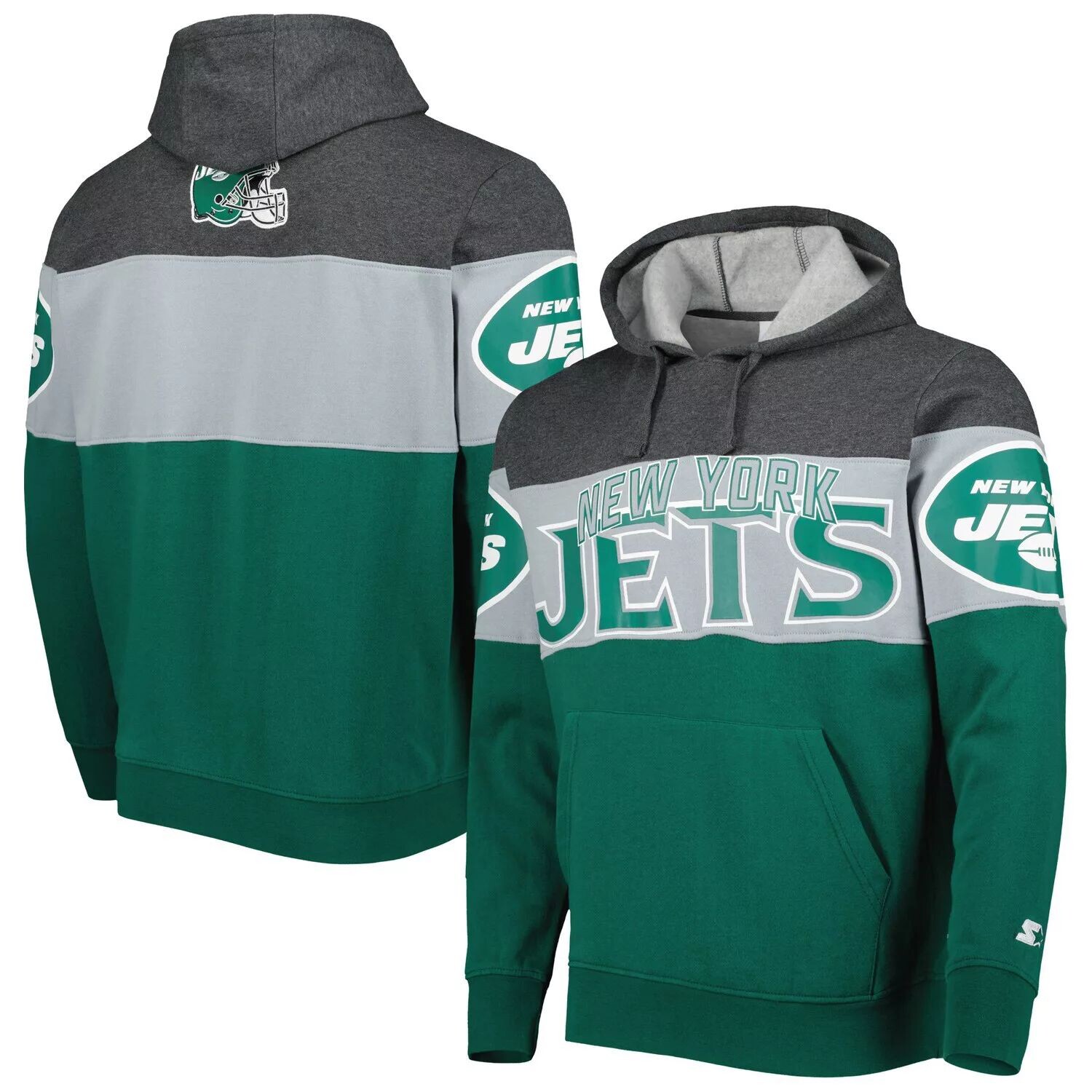 

Мужской пуловер с капюшоном зеленого/хизерового цвета New York Jets Extreme Starter