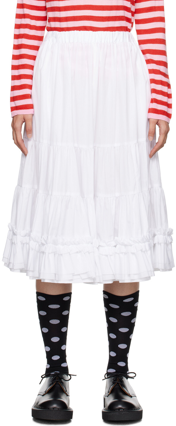 

Белая многоярусная юбка миди Comme des Garcons для девочек Comme des Garçons