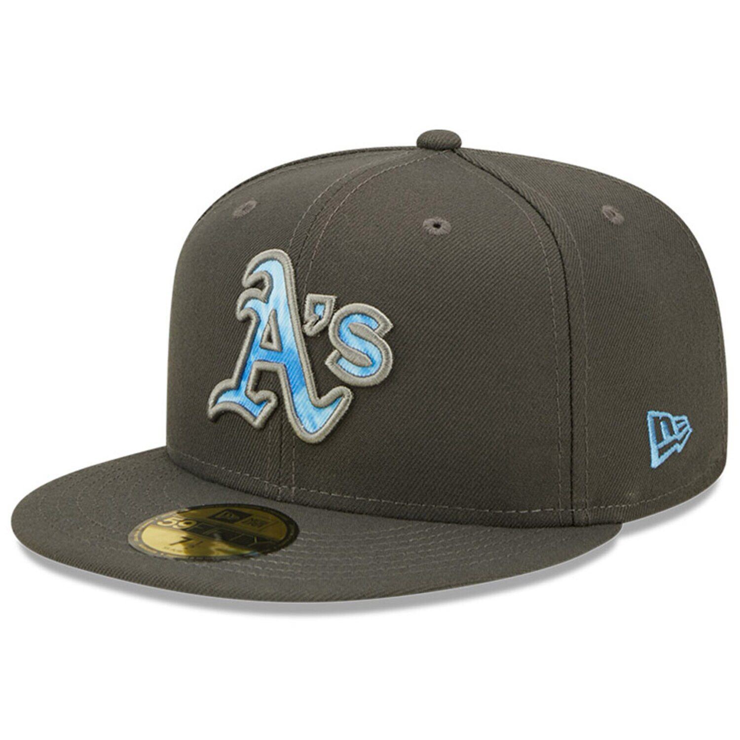 

Мужская облегающая кепка New Era Graphite Oakland Athletics 2022 Father's Day On Field 59FIFTY