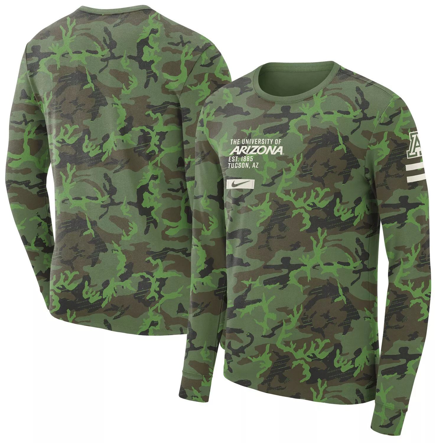 цена Мужская камуфляжная футболка в стиле милитари с длинным рукавом Arizona Wildcats Nike