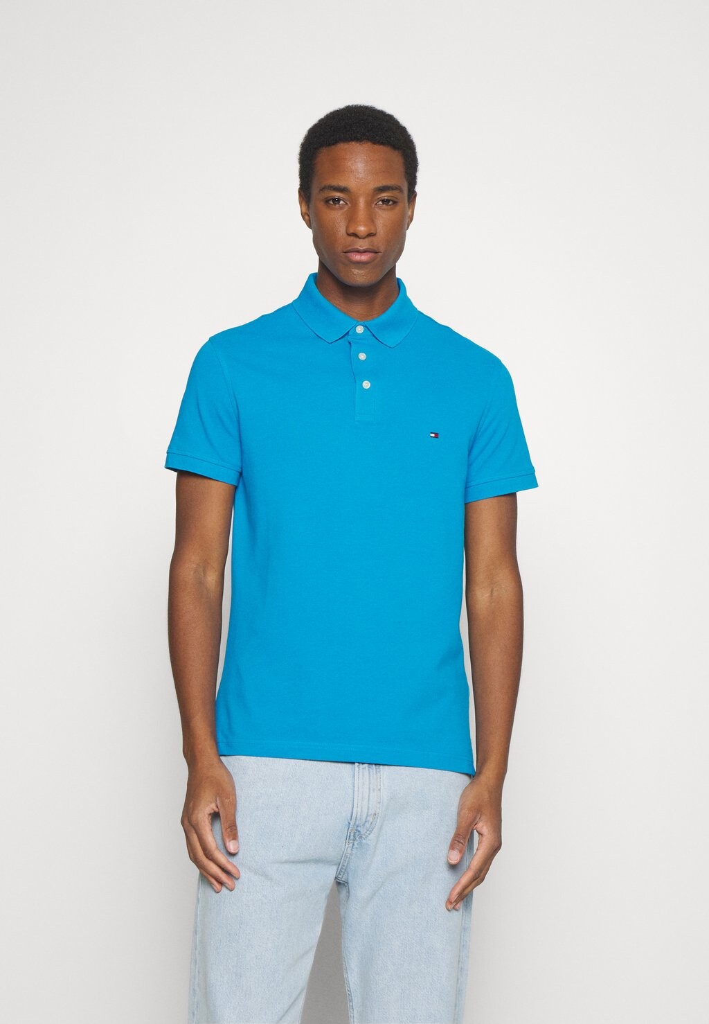 

Поло 1985 SLIM Tommy Hilfiger, лазурный цвет морской волны