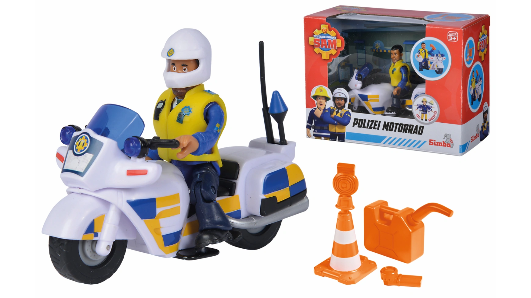 цена Пожарный сэм полицейский мотоцикл, включая фигурку полицейского малкома и аксессуары Simba