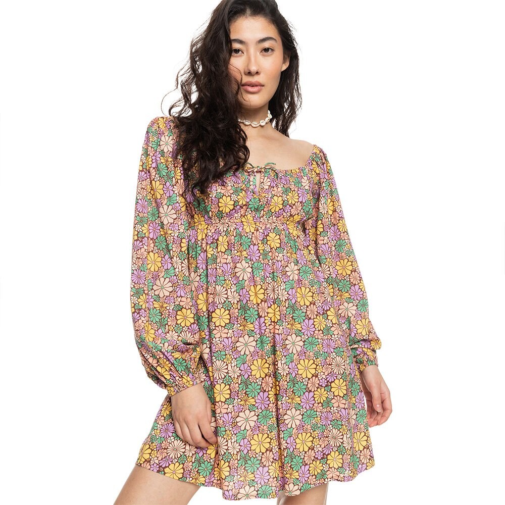 Короткое платье Roxy Coastal Sound Long Sleeve, разноцветный короткое платье roxy surfs up print разноцветный