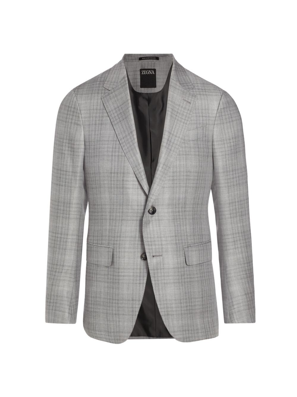 

Спортивное пальто из шерсти с двумя пуговицами в клетку ZEGNA, серый