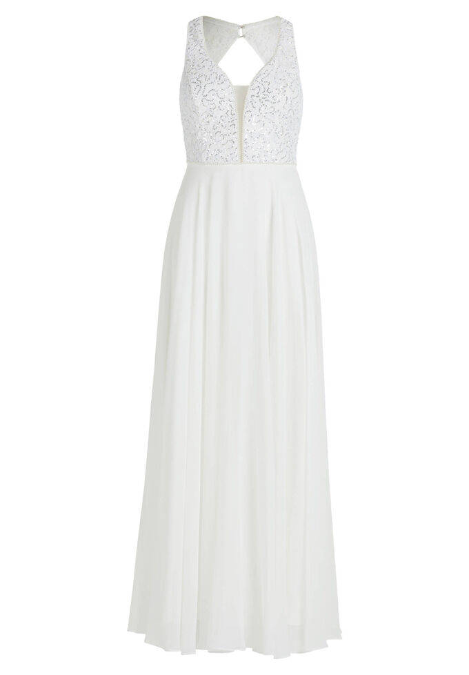Вечернее платье с пайетками Vera Mont, белый
