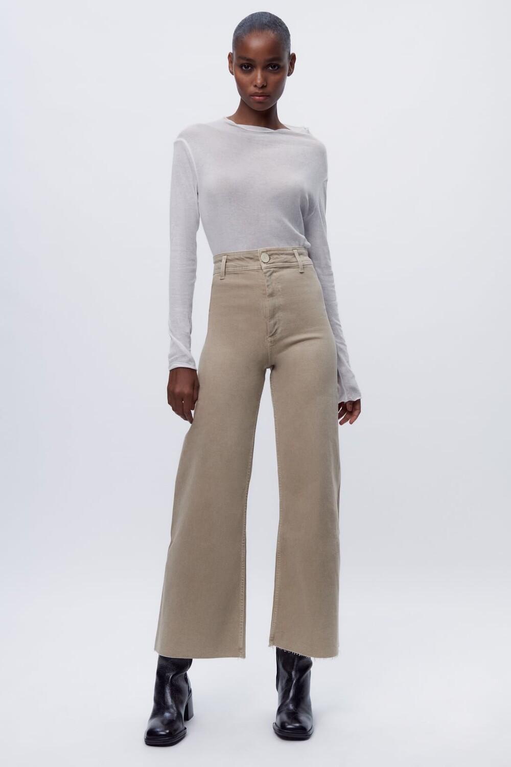 

Прямые джинсы с высокой талией Zw Marine ZARA, коричневый