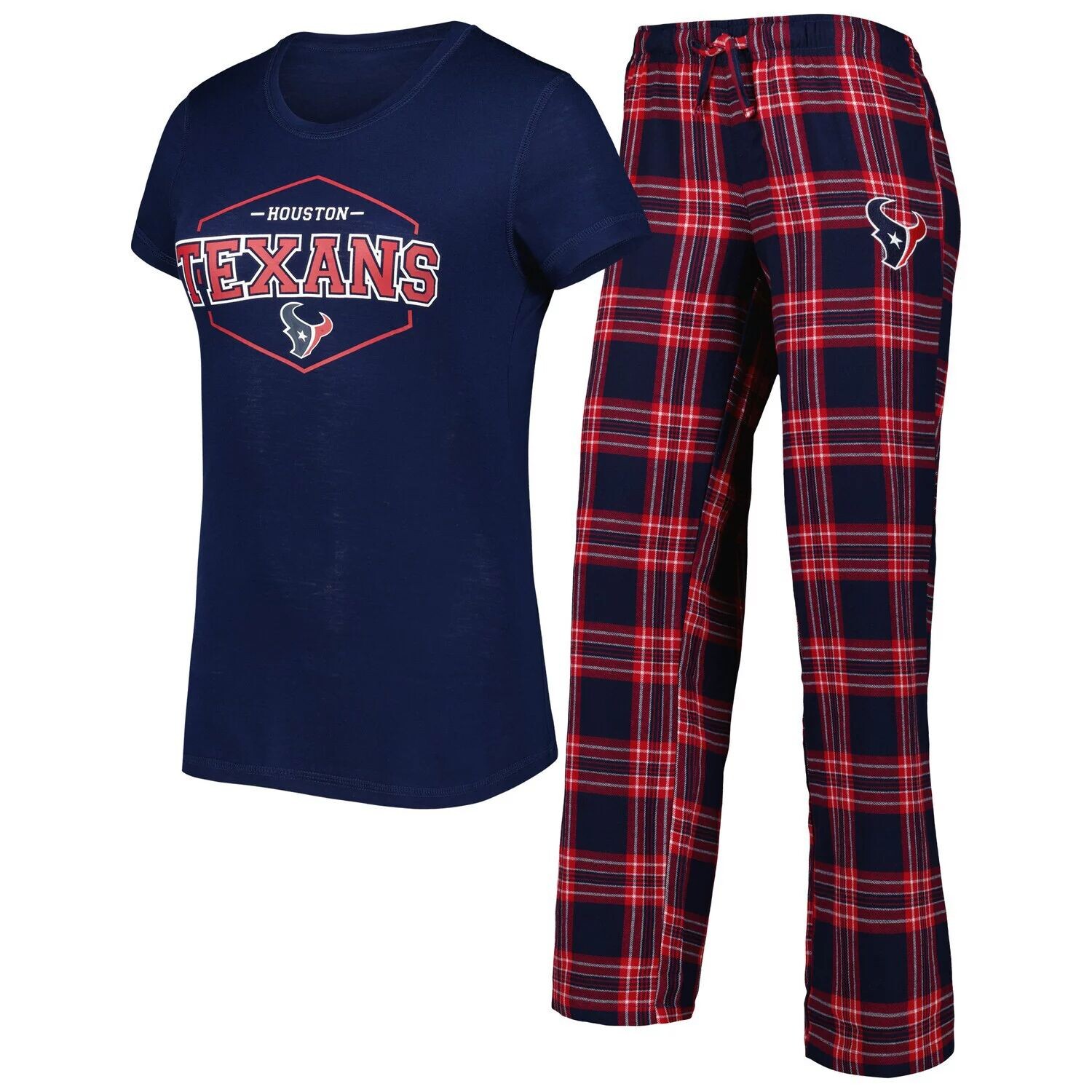 

Женский комплект для сна, темно-синий/красный женский спортивный значок Houston Texans Badge и брюки