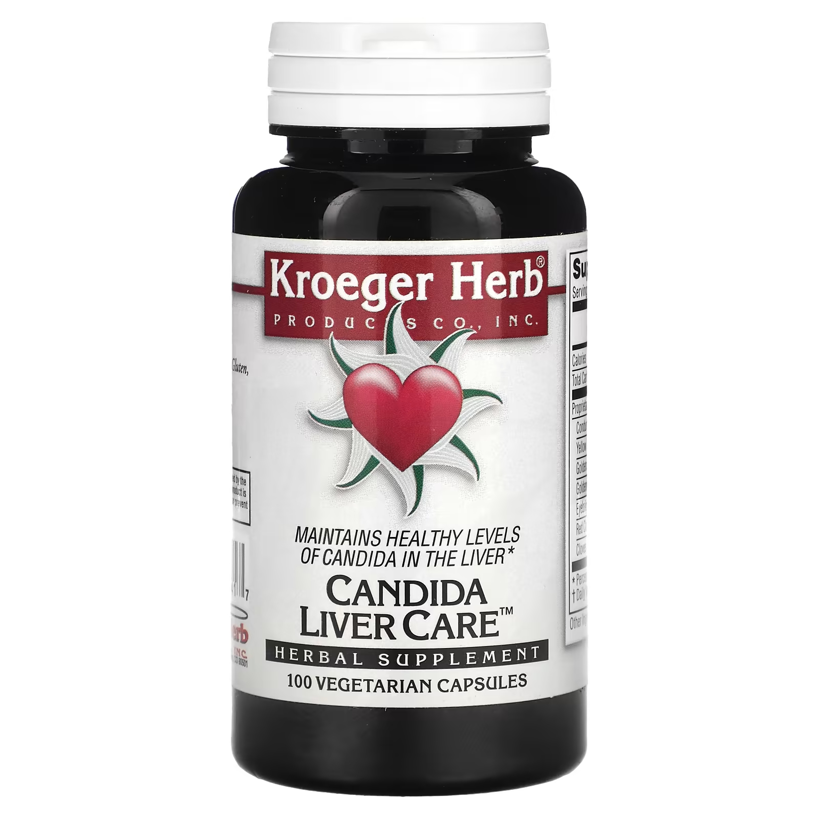 Растительная добавка Kroeger Herb Co Candida для ухода за печенью, 100 капсул