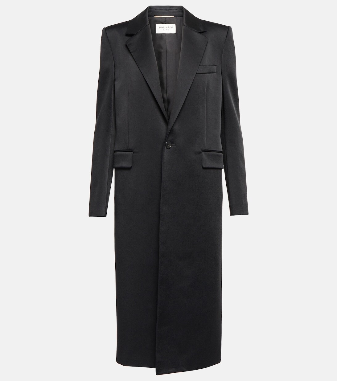 

Однобортное пальто из креп-сатина SAINT LAURENT, черный