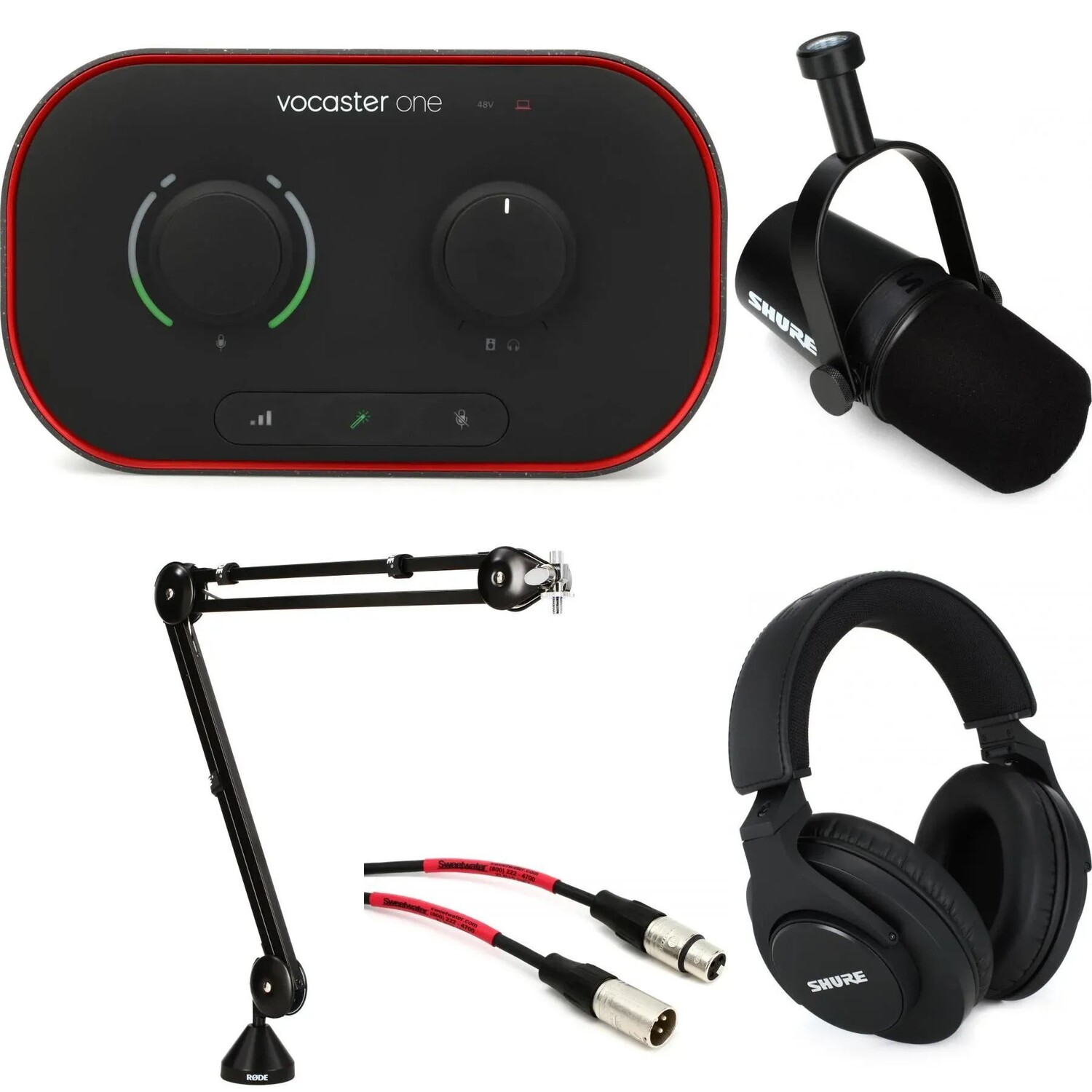 

Комплект подкастов Focusrite Vocaster 1 и MV7X Solo
