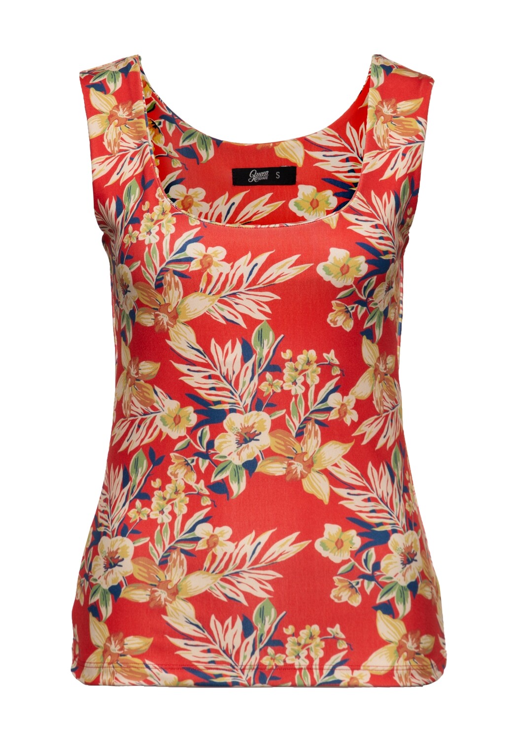

Топ Queen Queen Träger mit tropischem All Over Print Hawaii Red, разноцветный