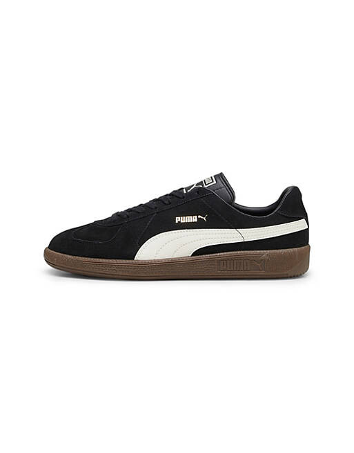 

Кроссовки Puma Army из черной замши с белой полоской.