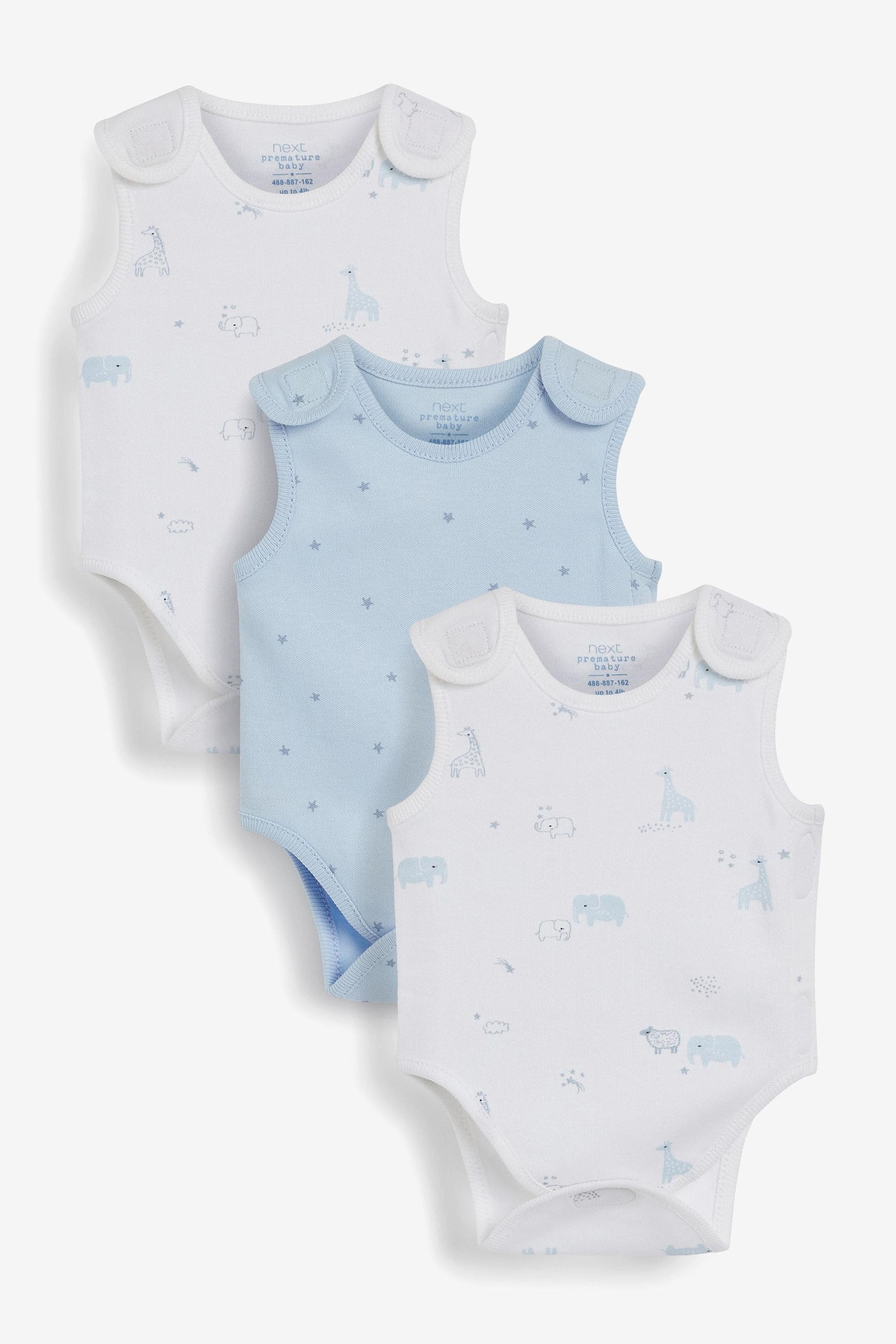 Комплект из 3 боди без рукавов для недоношенных детей Next, синий комплект из пяти боди без рукавов 3 года 94 см синий