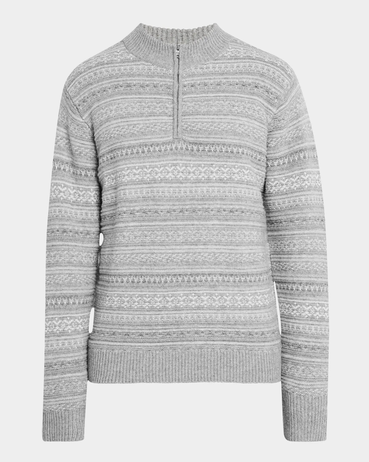 

Мужской свитер с молнией без четверти Silverton Fair Isle Peter Millar, цвет Gale Grey