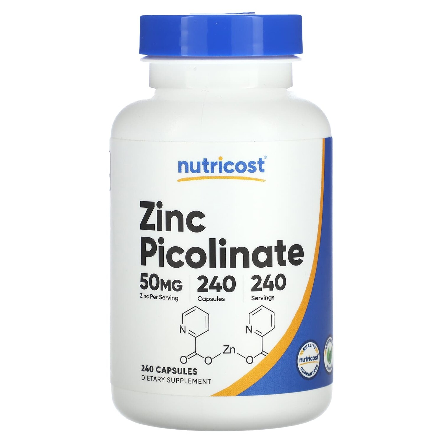 

Пиколинат цинка, 50 мг, 240 капсул, Nutricost