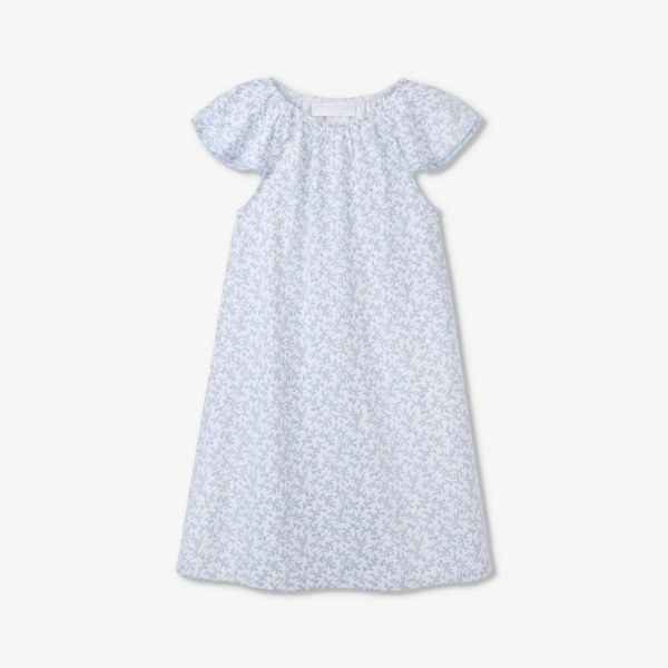 цена Хлопковое мини-платье с цветочным принтом и развевающимися рукавами для 1–6 лет The Little White Company, белый