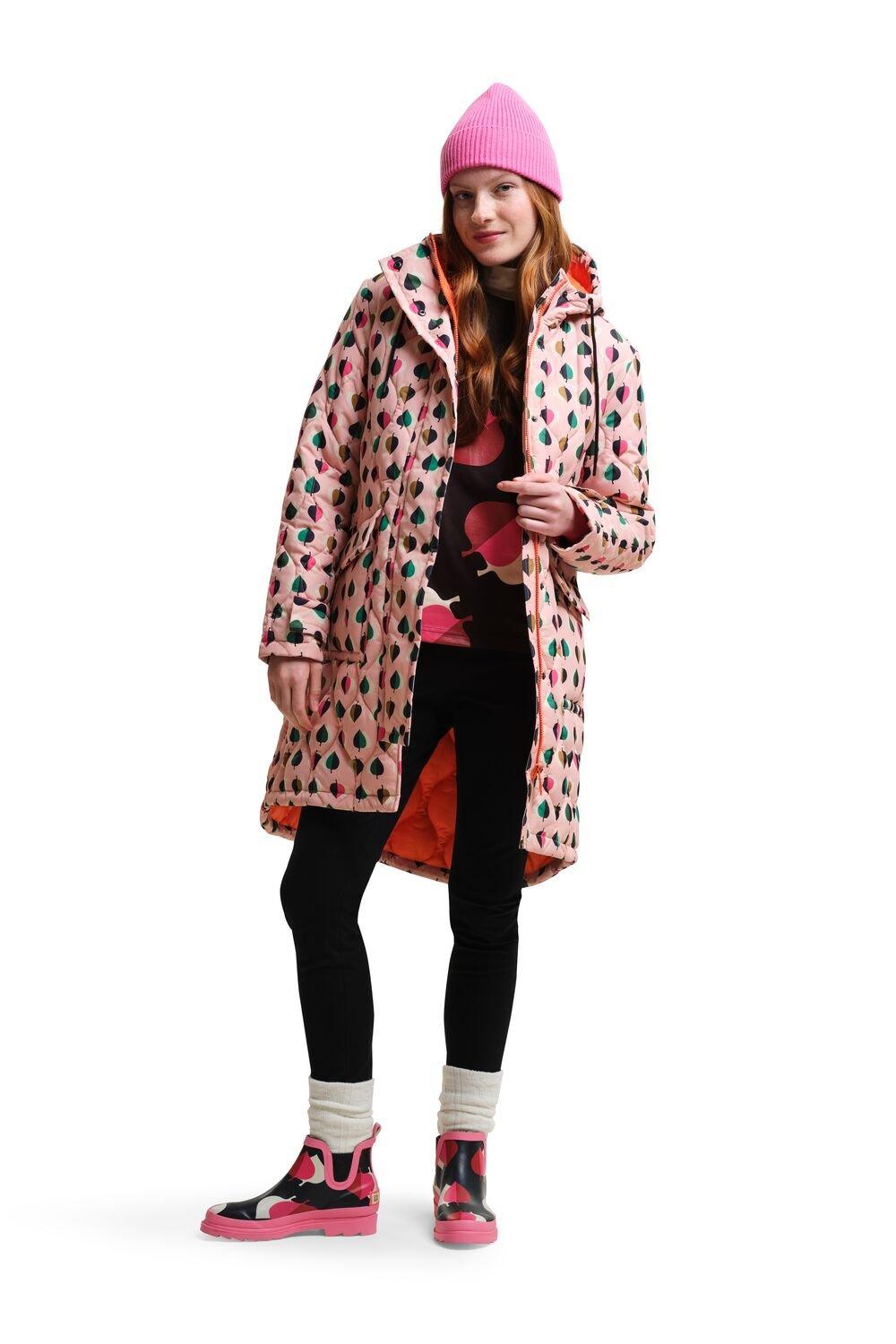 Водонепроницаемая куртка Isotex средней длины Orla Kiely Quilt Regatta, розовый женское кожаное пальто средней длины костюмный воротник плащ из овчины осенне зимнее пальто свободный силуэт натуральное пальто