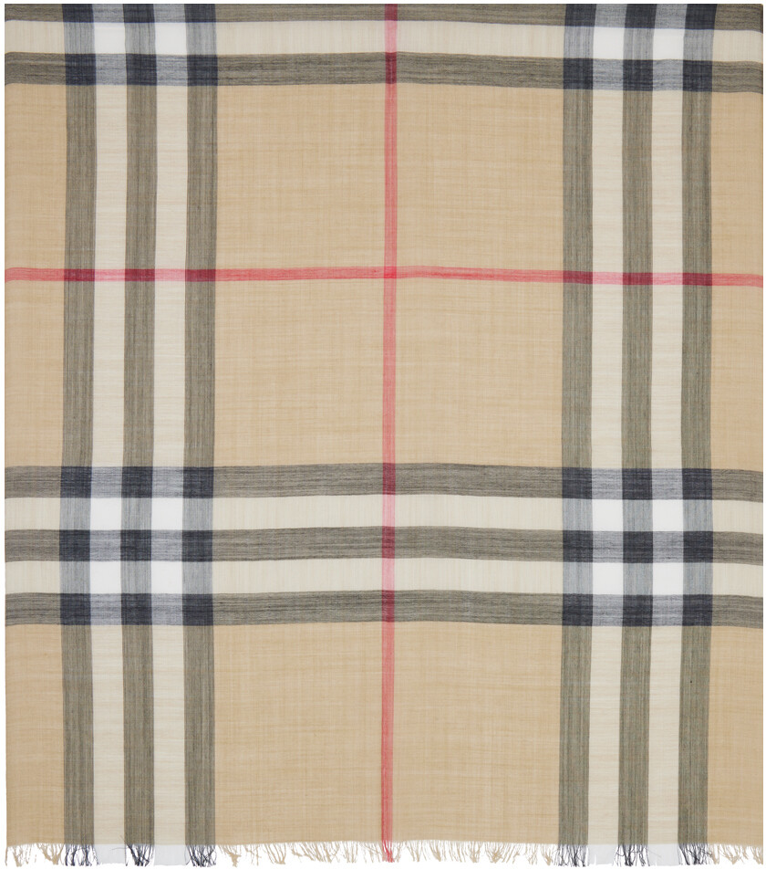 

Бежевый шарф в клетку Burberry, цвет Archive beige