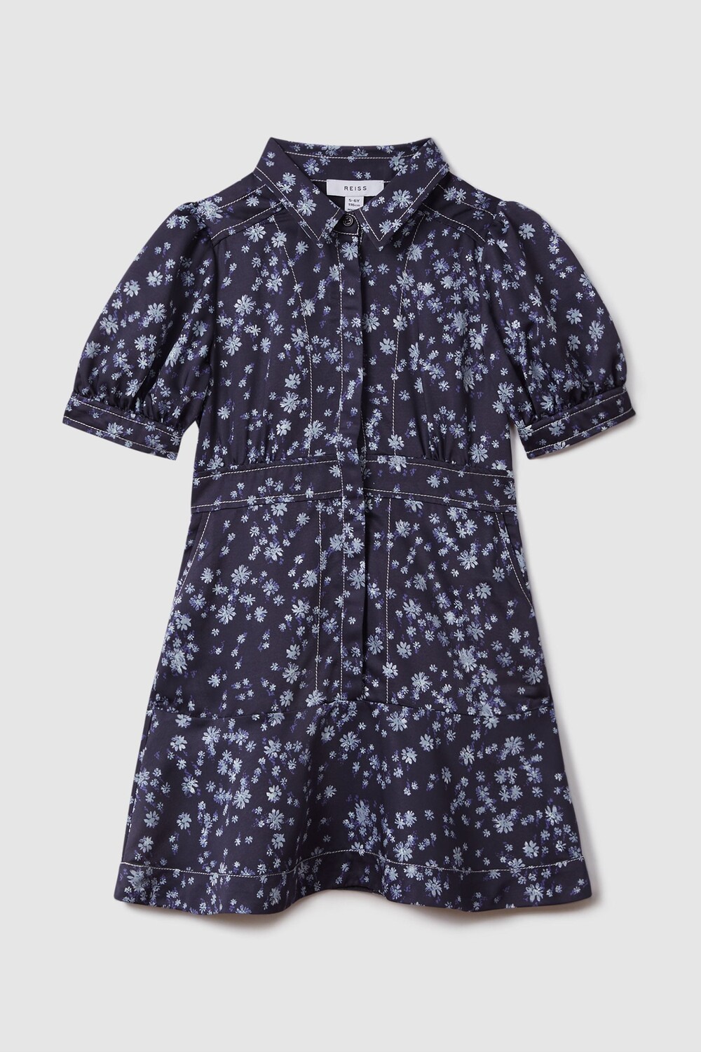 

Платье Joanne с принтом и объемными рукавами Reiss, синий